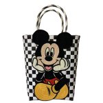 画像1: Mickey Mouse Damier Checkered Tote Bagbasket picnic shopping bag　 ミッキーマウスミッキー ミッキーダミエバスケットピクニックショッピングバッグ トート籠かごバッグ (1)