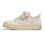 画像2:  Unisex denim tweed & starsLace-up Sneakers  ユニセックス メンズデニムツイード＆星スターレースアップスニーカーシューズ (2)