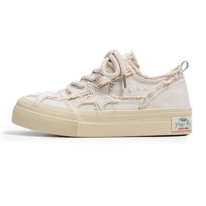 画像2:  Unisex denim tweed & starsLace-up Sneakers  ユニセックス メンズデニムツイード＆星スターレースアップスニーカーシューズ (2)