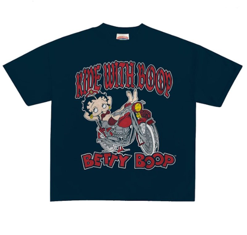 画像1: Biker Betty BoopTshirts ユニセックス男女兼用バイカーベティブーププリントTシャツ (1)