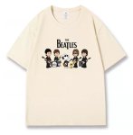 画像3: The Beatles & SnoopyTshirts ユニセックス男女兼用ビートルズ&スヌーピープリントバンドTシャツ (3)