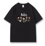 画像2: The Beatles & SnoopyTshirts ユニセックス男女兼用ビートルズ&スヌーピープリントバンドTシャツ (2)