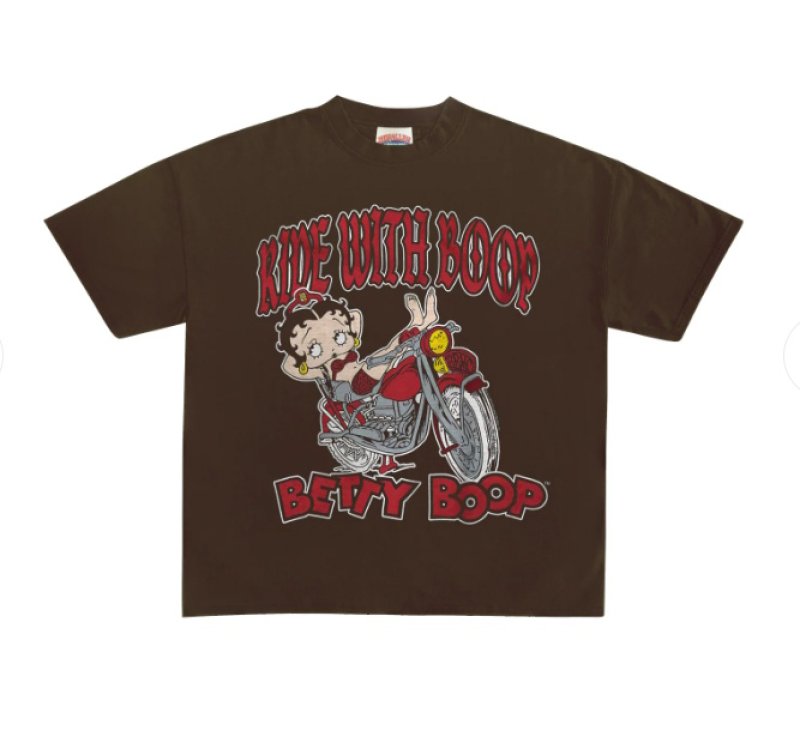 画像2: Biker Betty BoopTshirts ユニセックス男女兼用バイカーベティブーププリントTシャツ (2)