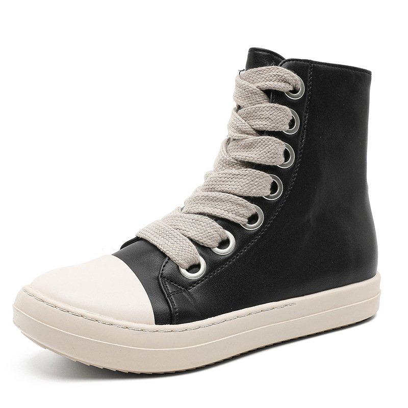 画像1: Men's RO Leather Zipper British Sneaker Style boots High Top Sneakers レザー  ジッパー マーティン ハイカット スニーカー ブーツ  (1)
