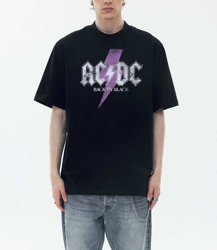 画像3: AC/DC  Back in Black T-shirt ユニセックス男女兼用 ACDCプリントロックバンドTシャツ (3)