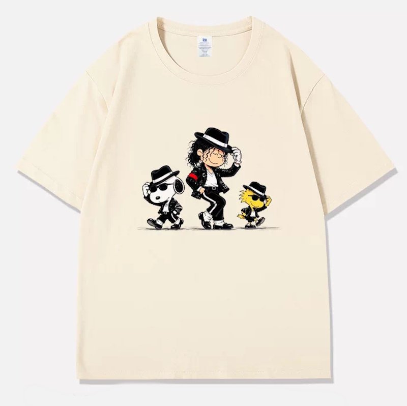 画像3: Michael Jackson & SnoopyTshirts ユニセックス男女兼用マイケルジャクソン&スヌーピープリントTシャツ (3)