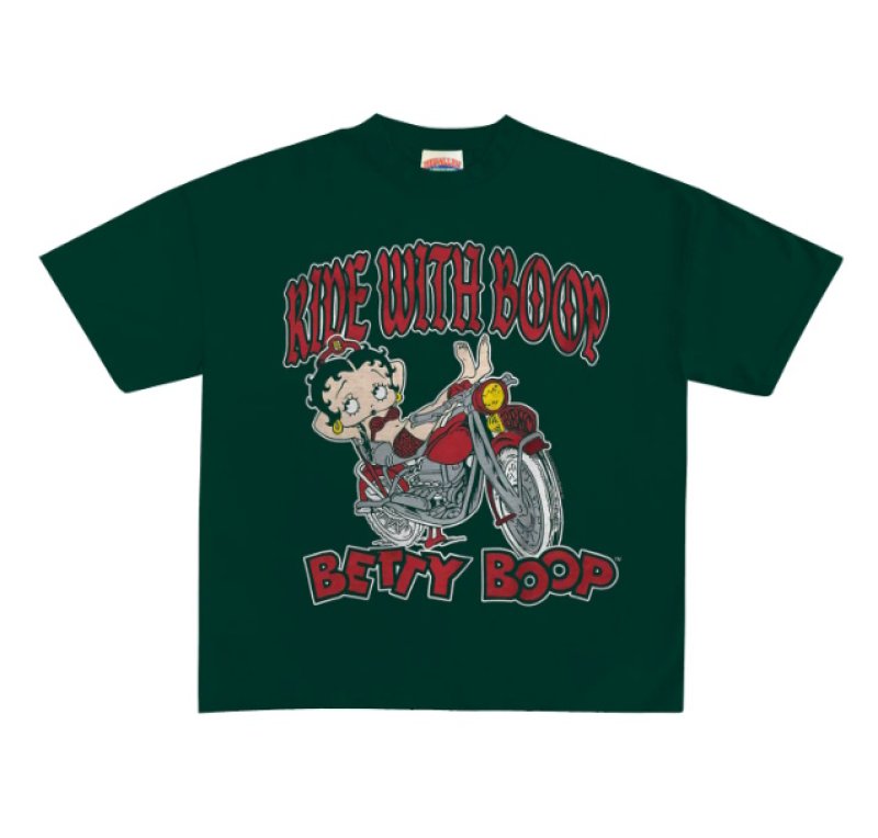 画像4: Biker Betty BoopTshirts ユニセックス男女兼用バイカーベティブーププリントTシャツ (4)