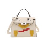 画像2: Mosaic Doll Leather Tote/Shoulder/Crossbody Bag  ユニセックス男女兼用 モザイクドールレザートートショルダークロスボディーバッグ (2)
