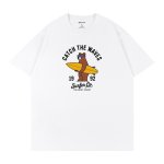 画像1: Unisex black white Catch the Wave Surfer Bear Print T-shirt  男女兼用 ユニセックスキャッチザウェーブサーファーベアプリント 半袖 Tシャツ (1)