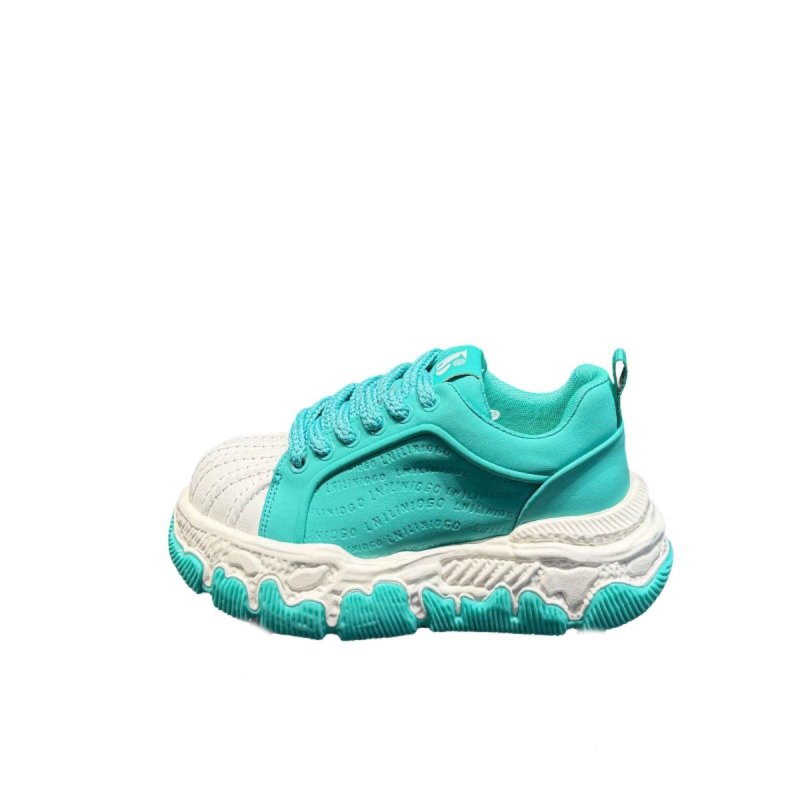 画像4: Unisex Platform Leather Lace-Up Sneakers with Rain-Drip Paint Detail ユニセックス厚底雨だれペイントレザーレースアップスニーカーシューズ (4)