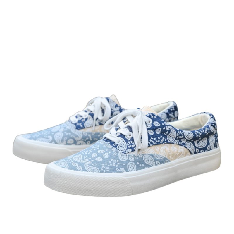 画像5: Unisex Paisley Print Color-Block Canvas Lace-up Sneakers ユニセックス ユニセックスペイズリー柄カラーブロックキャンバスレースアップスニーカーシューズ (5)