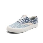 画像1: Unisex Paisley Print Color-Block Canvas Lace-up Sneakers ユニセックス ユニセックスペイズリー柄カラーブロックキャンバスレースアップスニーカーシューズ (1)