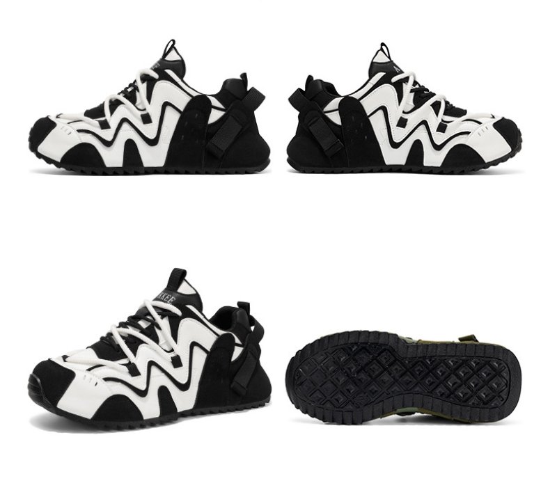画像5: Unisex Two-tone lace-up leather chunky platform sneakers ユニセックスチャンキーソール厚底バイカラーレザーレースアップスニーカーシューズ (5)