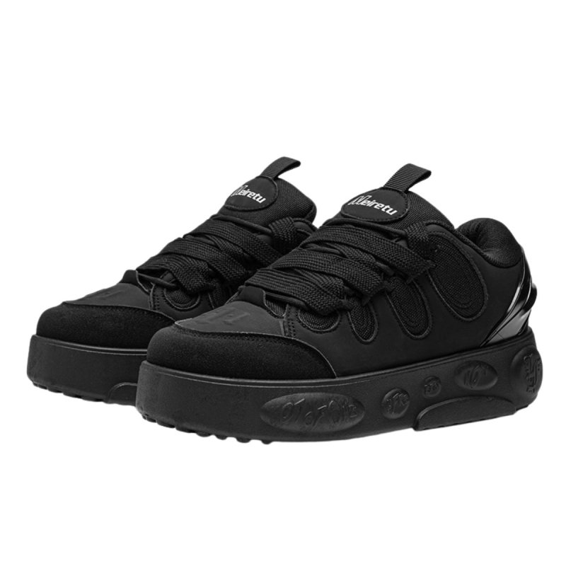 画像2: Unisex Chunky-Sole Lace-Up Leather Sneakers  ユニセックスチャンキーソールレザーレースアップスニーカーシューズ (2)