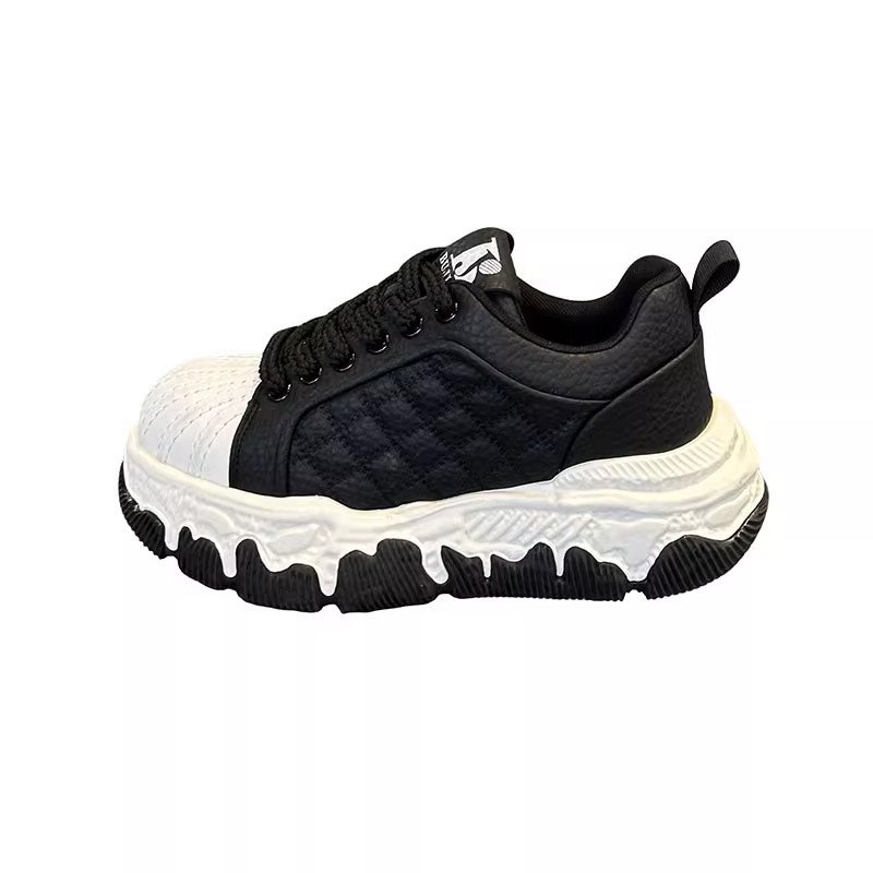 画像5: Unisex Platform Leather Lace-Up Sneakers with Rain-Drip Paint Detail ユニセックス厚底雨だれペイントレザーレースアップスニーカーシューズ (5)
