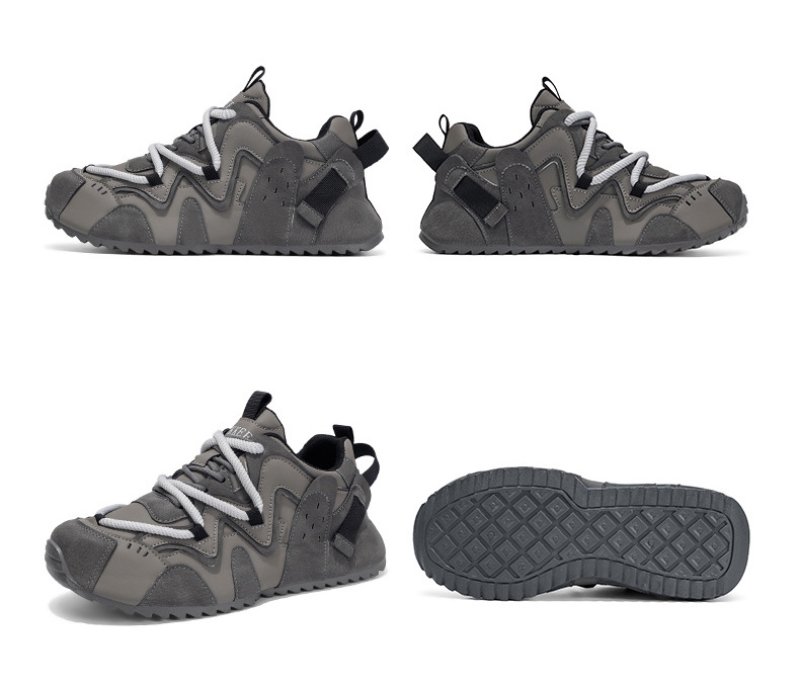 画像4: Unisex Two-tone lace-up leather chunky platform sneakers ユニセックスチャンキーソール厚底バイカラーレザーレースアップスニーカーシューズ (4)
