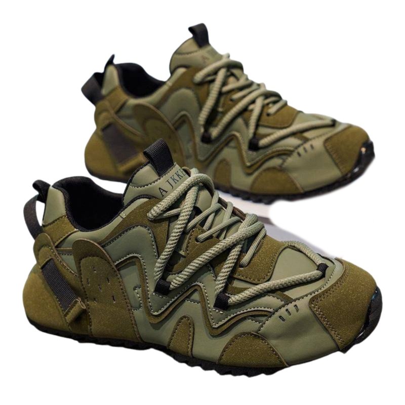 画像7: Unisex Two-tone lace-up leather chunky platform sneakers ユニセックスチャンキーソール厚底バイカラーレザーレースアップスニーカーシューズ (7)