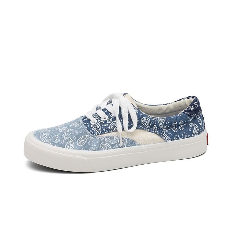 画像6: Unisex Paisley Print Color-Block Canvas Lace-up Sneakers ユニセックス ユニセックスペイズリー柄カラーブロックキャンバスレースアップスニーカーシューズ (6)