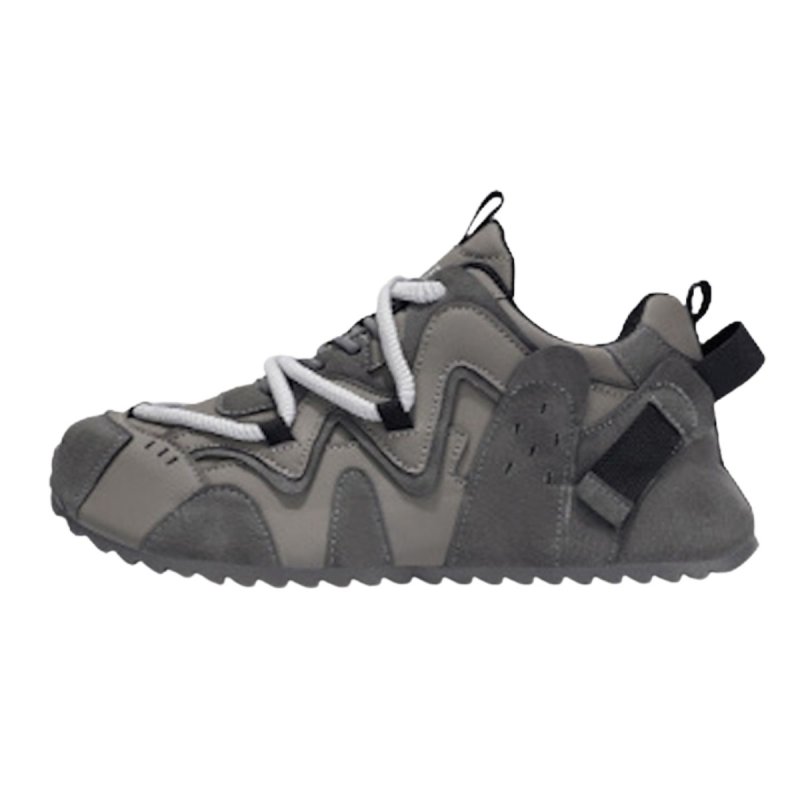 画像1: Unisex Two-tone lace-up leather chunky platform sneakers ユニセックスチャンキーソール厚底バイカラーレザーレースアップスニーカーシューズ (1)