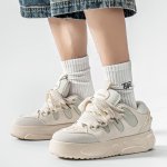 画像5: Unisex Chunky-Sole Lace-Up Leather Sneakers  ユニセックスチャンキーソールレザーレースアップスニーカーシューズ (5)