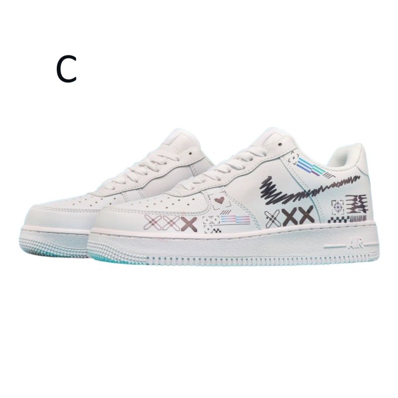 画像4: Unisex Graffiti Air Force 1 Leather Lace-Up Sneakers ユニセックス男女兼用  グラフィティエアフォース1レザーレースアップスニーカーシューズ (4)