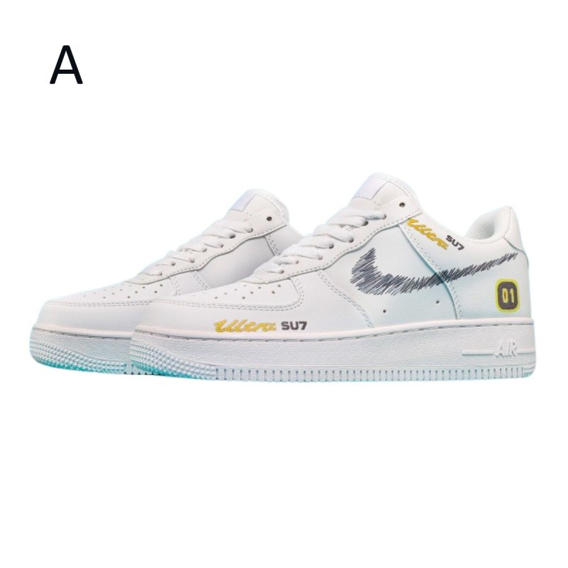 画像2: Unisex Graffiti Air Force 1 Leather Lace-Up Sneakers ユニセックス男女兼用  グラフィティエアフォース1レザーレースアップスニーカーシューズ (2)
