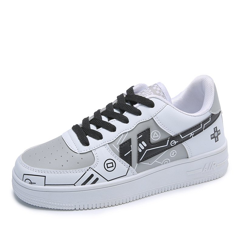 画像2: Unisex Two-tone painted leather lace-up sneakers　ユニセックス男女兼用 バイカラー&ペイントレザーレースアップスニーカーシューズ (2)