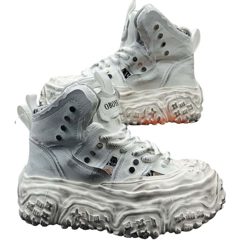 画像4: Men's high-top work boots with thick chunky soles High Top Sneakers  ハイカットチャンキーソール厚底ブーツ スニーカーワークブーツ  (4)