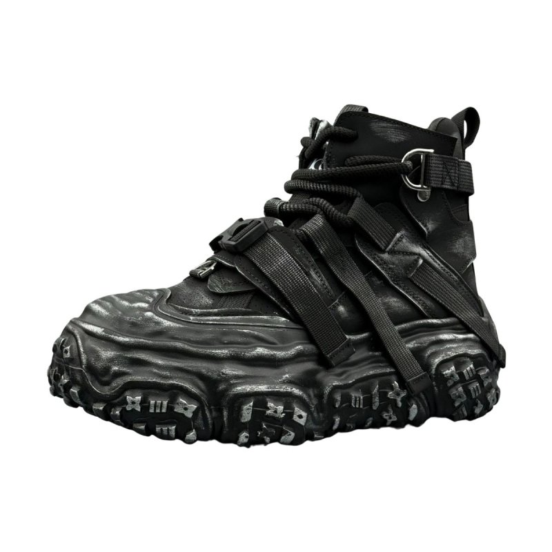 画像1: Men's high-top work boots with thick chunky soles High Top Sneakers  ハイカットチャンキーソール厚底ブーツ スニーカーワークブーツ  (1)