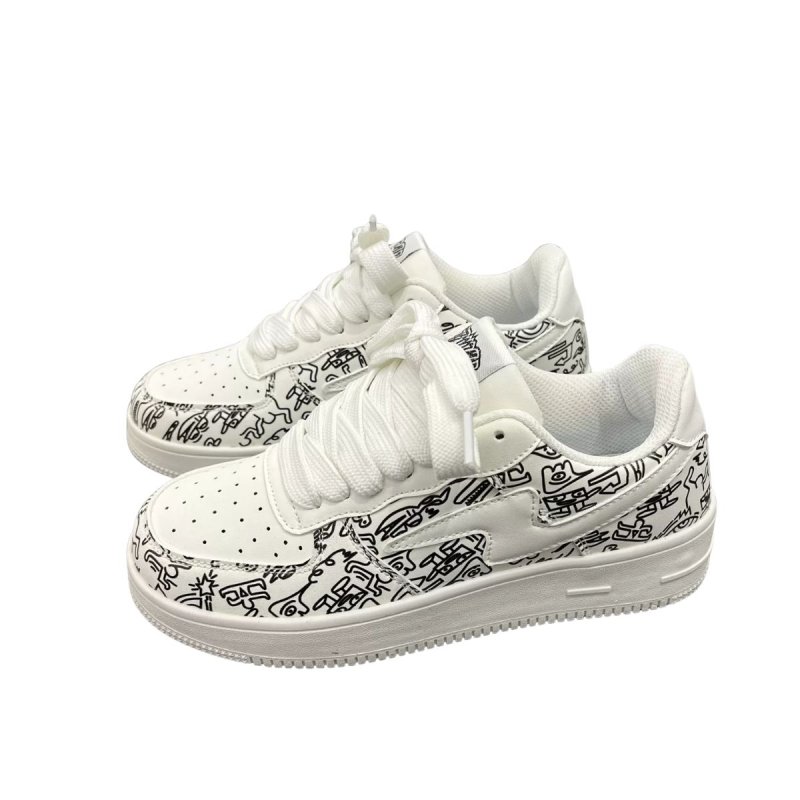 画像5: Unisex  Keith Haring & Lightning Bolt Leather Lace-Up Sneakers　ユニセックス男女兼用 スキースへリング&ライトニングレザーレースアップスニーカーシューズ (5)