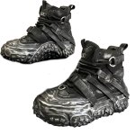 画像5: Men's high-top work boots with thick chunky soles High Top Sneakers  ハイカットチャンキーソール厚底ブーツ スニーカーワークブーツ  (5)