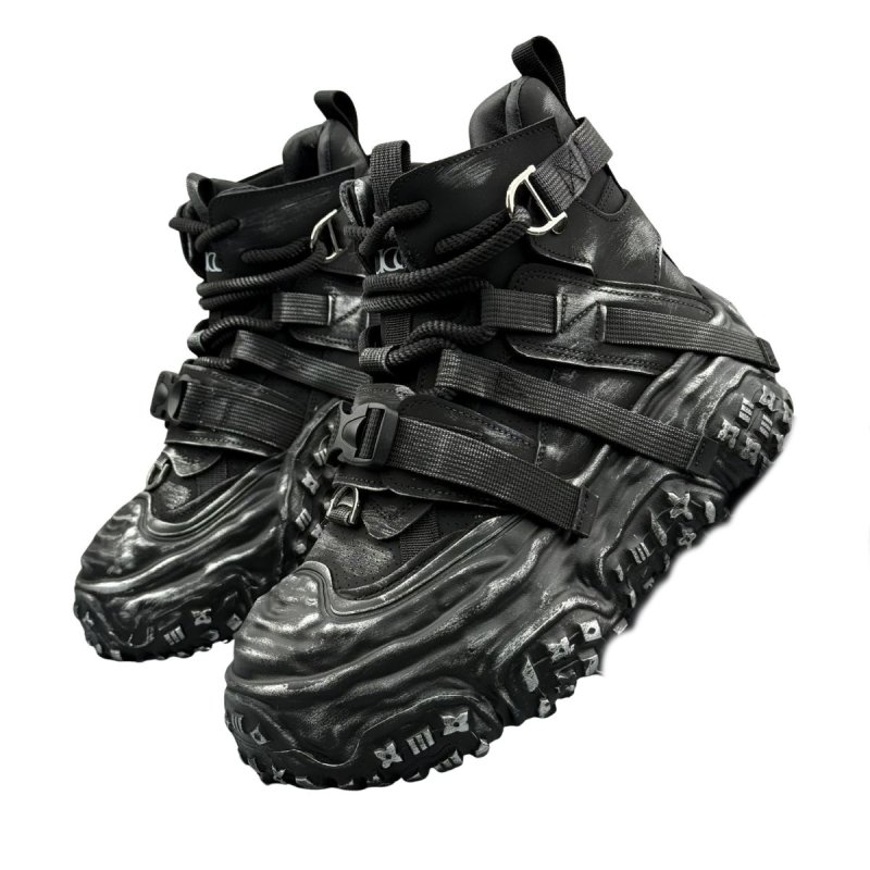 画像3: Men's high-top work boots with thick chunky soles High Top Sneakers  ハイカットチャンキーソール厚底ブーツ スニーカーワークブーツ  (3)