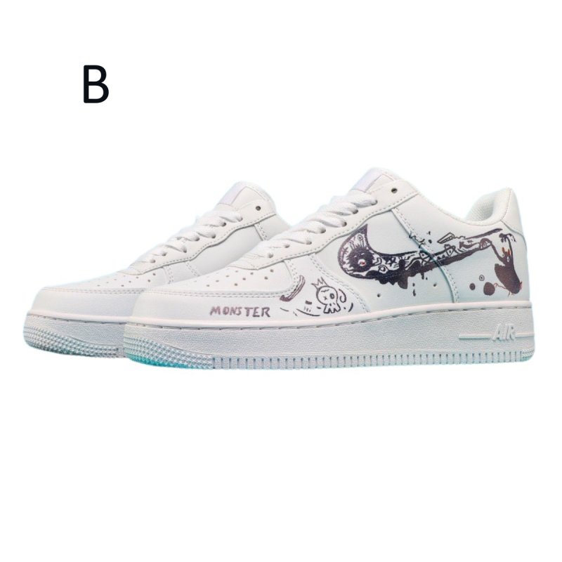 画像3: Unisex Graffiti Air Force 1 Leather Lace-Up Sneakers ユニセックス男女兼用  グラフィティエアフォース1レザーレースアップスニーカーシューズ (3)