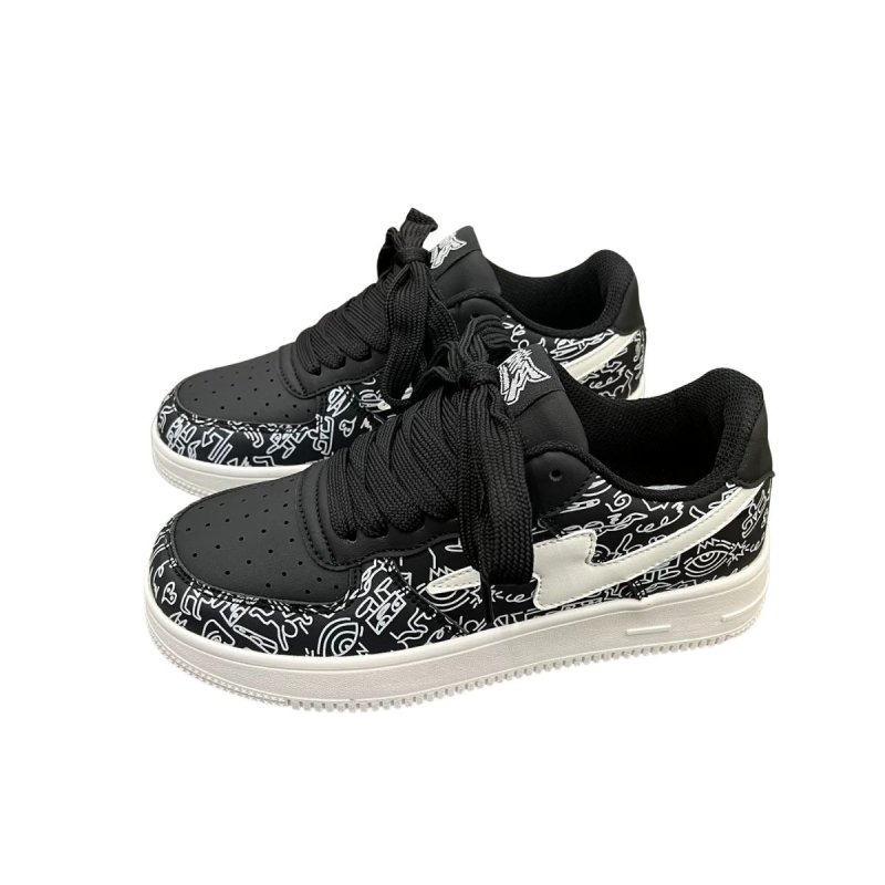 画像2: Unisex  Keith Haring & Lightning Bolt Leather Lace-Up Sneakers　ユニセックス男女兼用 スキースへリング&ライトニングレザーレースアップスニーカーシューズ (2)