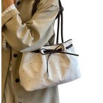 画像7: Polka-dot suede tote/shoulder/underarm bag ユニセックス男女兼用 ドット水玉スウェードトートショルダークロスボディーバッグ (7)