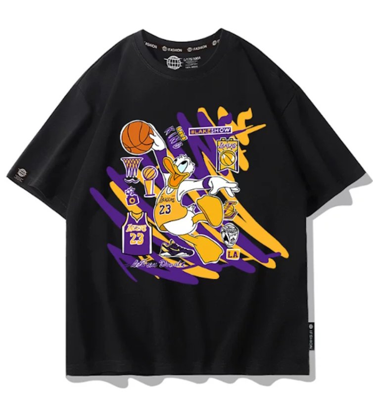 画像2: Unisx Mickey & Donald Duck Basketball Dunk Print T-Shirt & Shorts男女兼用 ユニセックスミッキー&ドナルドダッグ バスケットボールダンクプリントTシャツ&ハーフパンツ (2)