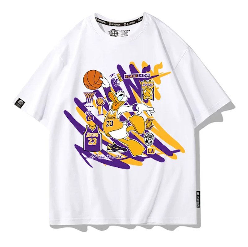 画像4: Unisx Mickey & Donald Duck Basketball Dunk Print T-Shirt & Shorts男女兼用 ユニセックスミッキー&ドナルドダッグ バスケットボールダンクプリントTシャツ&ハーフパンツ (4)