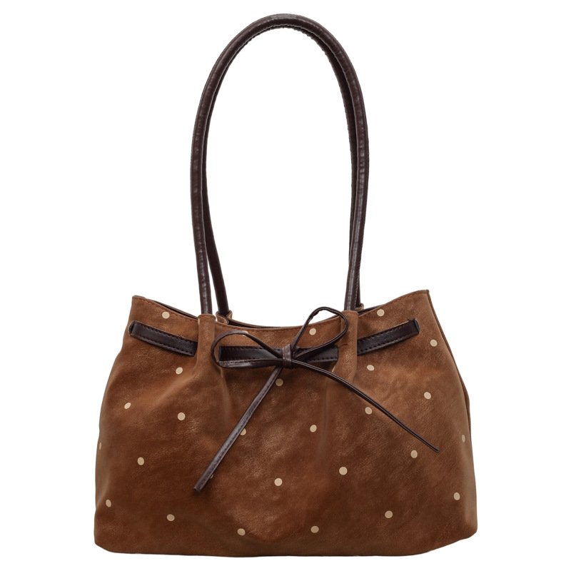 画像2: Polka-dot suede tote/shoulder/underarm bag ユニセックス男女兼用 ドット水玉スウェードトートショルダークロスボディーバッグ (2)