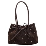 画像3: Polka-dot suede tote/shoulder/underarm bag ユニセックス男女兼用 ドット水玉スウェードトートショルダークロスボディーバッグ (3)