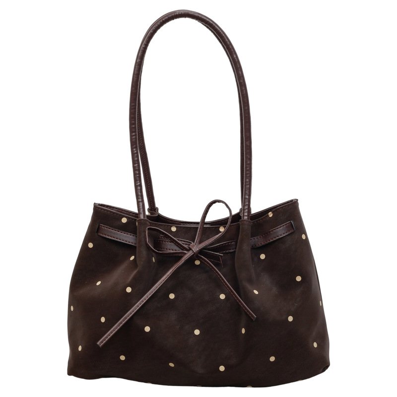画像3: Polka-dot suede tote/shoulder/underarm bag ユニセックス男女兼用 ドット水玉スウェードトートショルダークロスボディーバッグ (3)