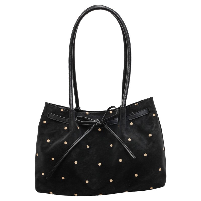 画像1: Polka-dot suede tote/shoulder/underarm bag ユニセックス男女兼用 ドット水玉スウェードトートショルダークロスボディーバッグ (1)