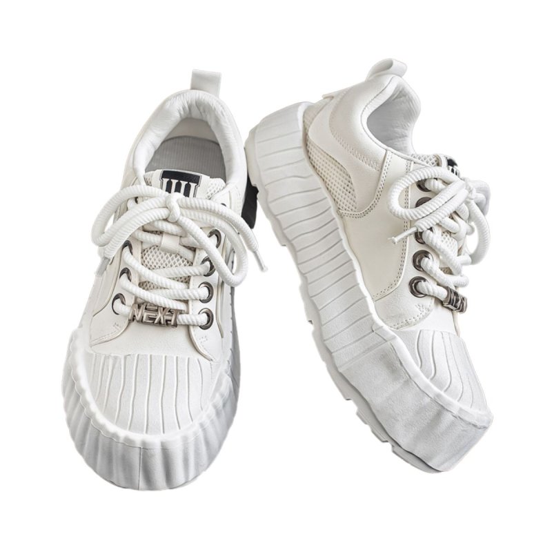 画像2: Unisex Thick-soled high-top sneakers with oversized toe caps and "melting" lace-up detailing.　ユニセックス男女兼用厚底ビッグヘッドハイカットメルティングレースアップスニーカーシューズ  (2)