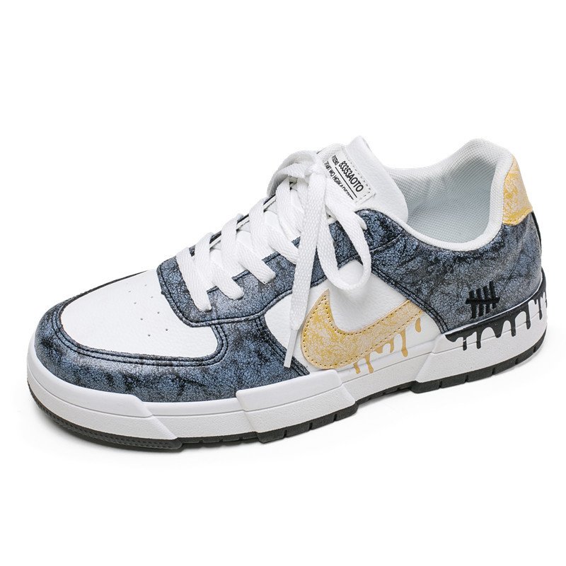 画像1: Muddy swoosh lace-up Paint Graffiti sneakers  男女兼用 ユニセックス ドリップカーブ ドロドロ スウォッシュペイント 落書き レースアップスニーカー (1)