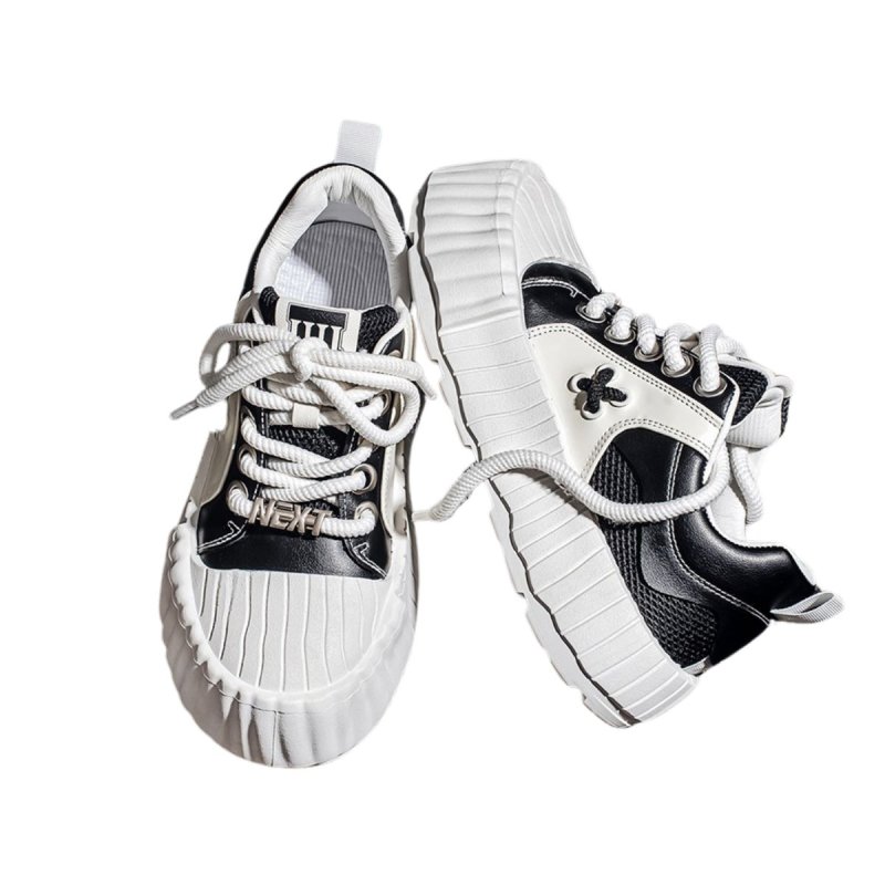 画像3: Unisex Thick-soled high-top sneakers with oversized toe caps and "melting" lace-up detailing.　ユニセックス男女兼用厚底ビッグヘッドハイカットメルティングレースアップスニーカーシューズ  (3)
