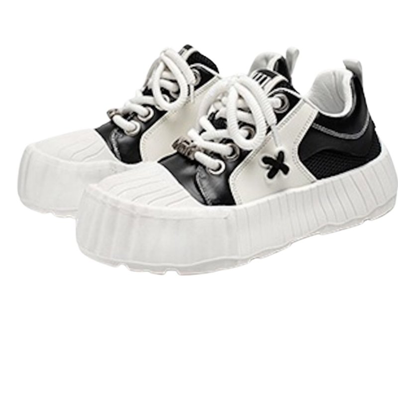 画像5: Unisex Thick-soled high-top sneakers with oversized toe caps and "melting" lace-up detailing.　ユニセックス男女兼用厚底ビッグヘッドハイカットメルティングレースアップスニーカーシューズ  (5)