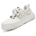 画像4: Unisex Thick-soled high-top sneakers with oversized toe caps and "melting" lace-up detailing.　ユニセックス男女兼用厚底ビッグヘッドハイカットメルティングレースアップスニーカーシューズ  (4)