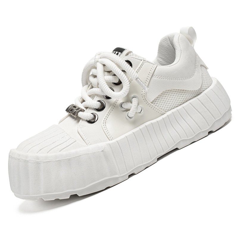 画像4: Unisex Thick-soled high-top sneakers with oversized toe caps and "melting" lace-up detailing.　ユニセックス男女兼用厚底ビッグヘッドハイカットメルティングレースアップスニーカーシューズ  (4)
