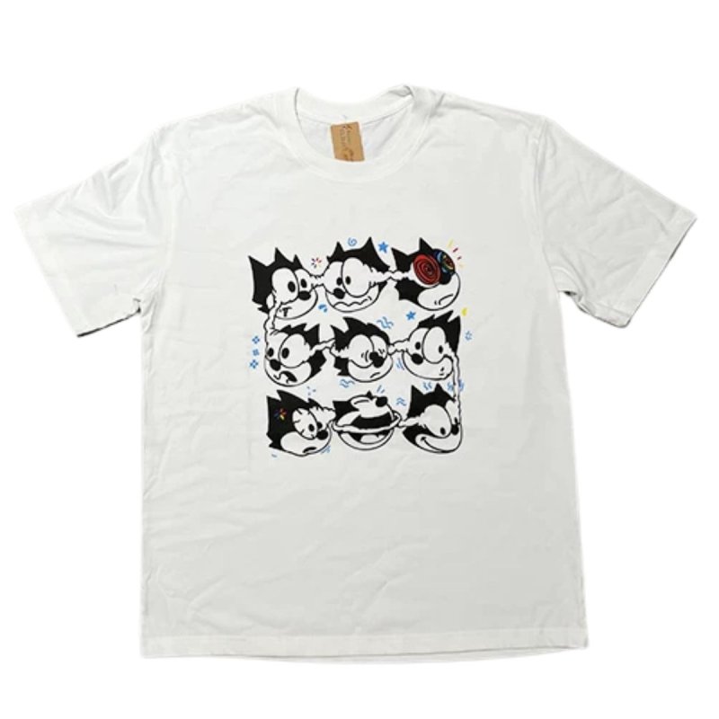 画像1: Unisx Felix the Cat "Hundred Faces" Vintage-style printed T-shirt  男女兼用 ユニセックスフィリックス・ザ・キャットフェイスプリントウェアヴィンテージスタイルｔシャツ (1)