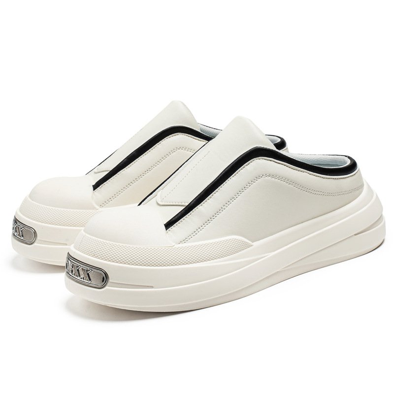画像3: Unisex Two-tone leather platform half-sneaker sandals ユニセックス男女兼用厚底レザーハーフスニーカーサンダルシューズ  (3)