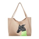 画像3: Doberman Embroidered Knit Large-Capacity Tote & Shoulder Bag　ユニセックス男女兼用ドーベルマン 刺繍ニットラージキャパシティー  トートショルダーショッピングエコバッグ (3)